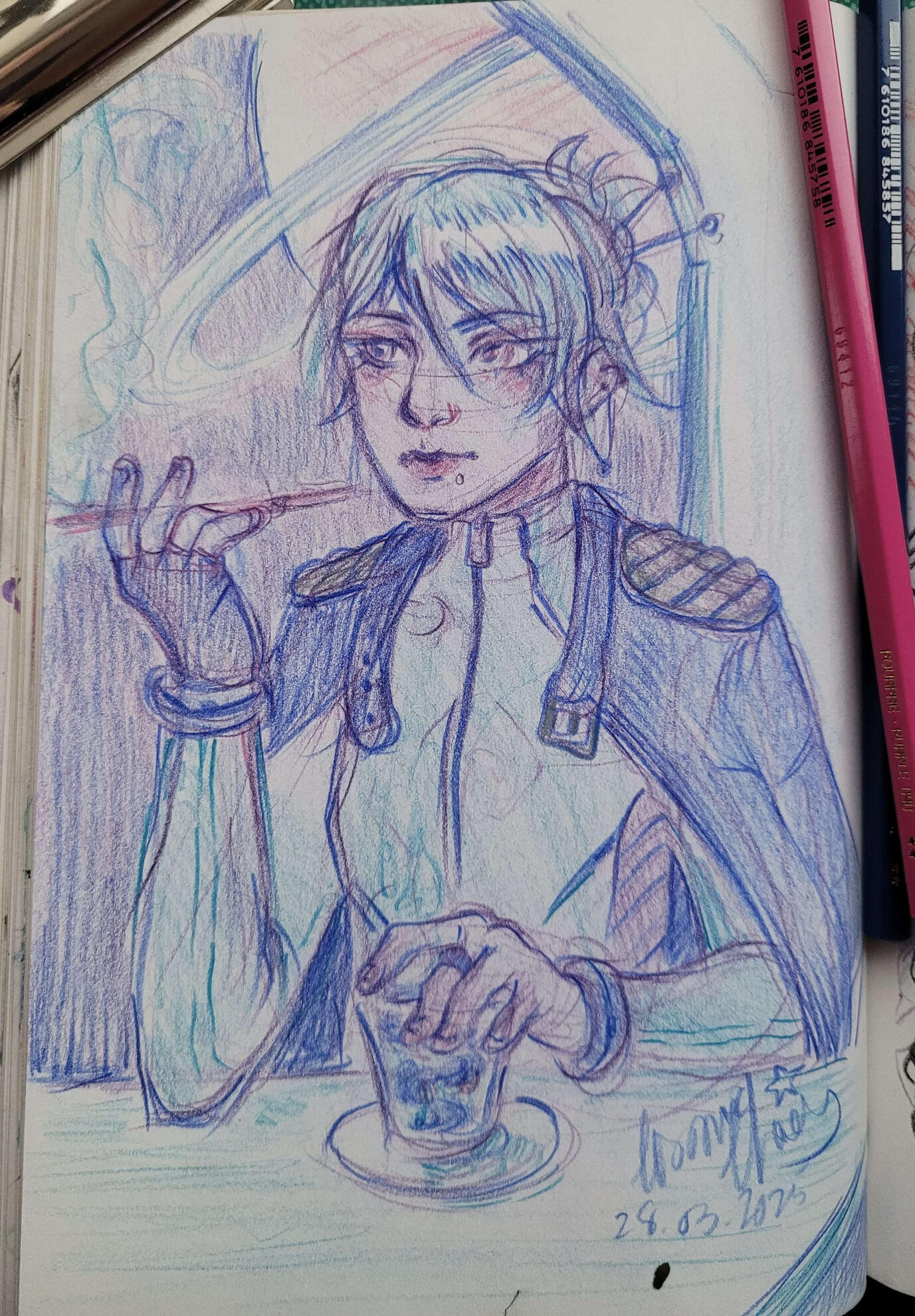 "Space Cafe" - Coulored Pencil Drawing 2025